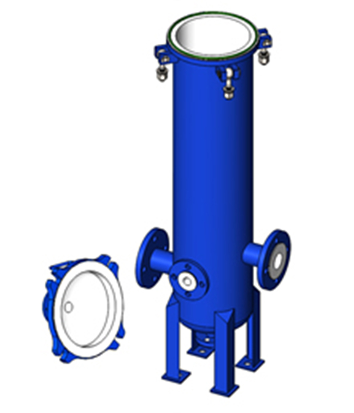 lined cartridge filter housing